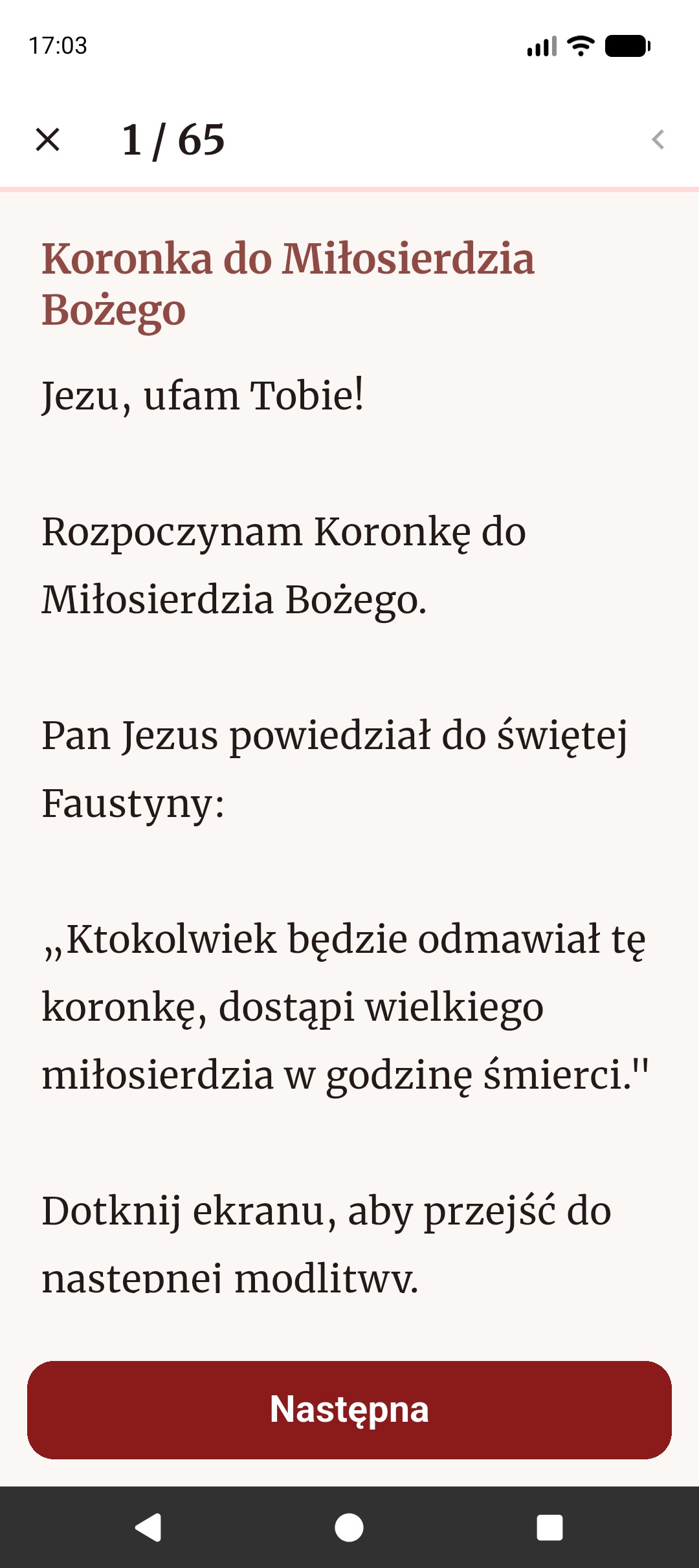 Koronka krok po kroku — tekst modlitwy